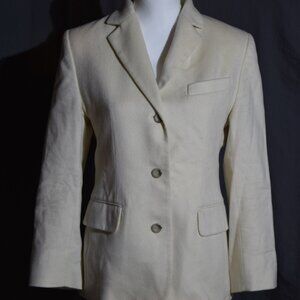 L.L. Bean Winter White Wool/Cashmere Blend 3-Button Blazer - Women's Size 4P